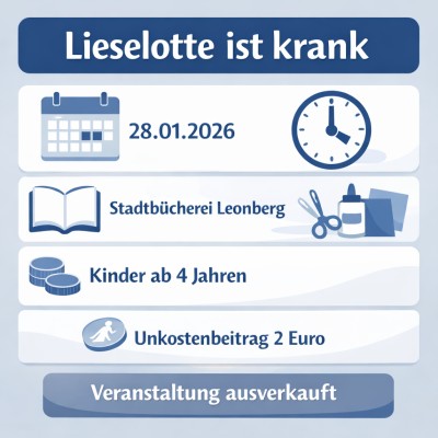 Kinderveranstaltung „Lieselotte ist krank“ in Leonberg ausverkauft
